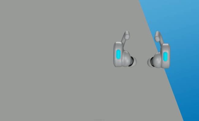 Bővíthető, biztonságosan illeszkedő, push-aktív, valódi vezeték nélküli fülhallgatókSkullcandy VB8814 világos szürke/kék