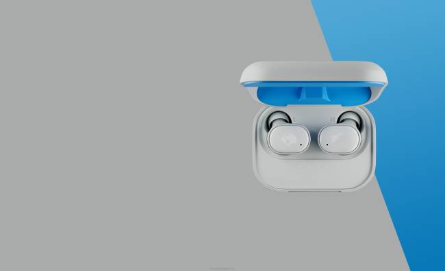 Bővíthető tech prémium hangzás igazi vezeték nélküli fülhallgatókSkullcandy VB8810 világos szürke/kék