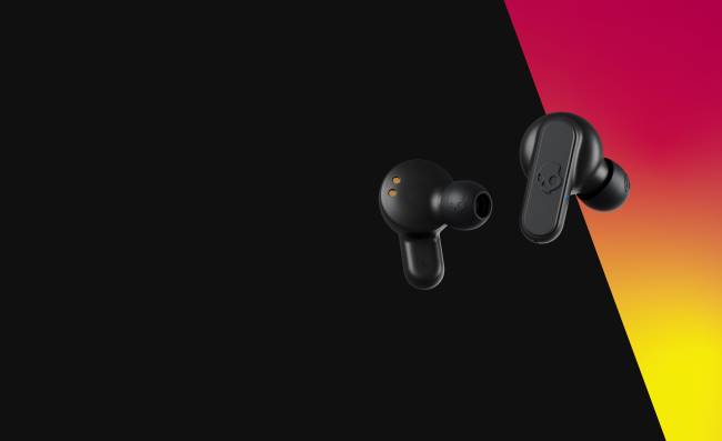 mini, hatalmas, megtalálható, 2 db valódi vezeték nélküli fülhallgatóSkullcandy VB8827 igaz fekete