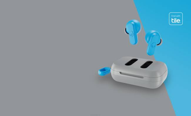 mini, hatalmas, megtalálható, 2 db valódi vezeték nélküli fülhallgatóSkullcandy VB8828 világos szürke/kék