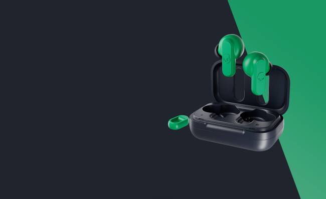 mini, hatalmas, megtalálható, 2 db valódi vezeték nélküli fülhallgatóSkullcandy VB8829 sötétkék/zöld